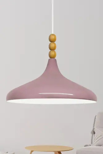 Lila Champion Ahşap Boncuklu Tekli Avize Sarkıt Salon Mutfak Butik Lamba-Lila 