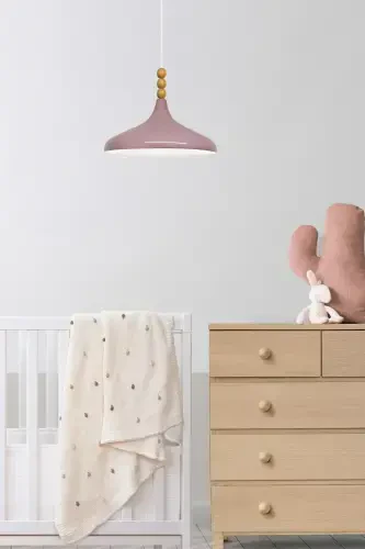 Lila Champion Wooden Beaded Single Chandelier Pendant Living Room Kitchen Boutique Lamp-Purple - 4