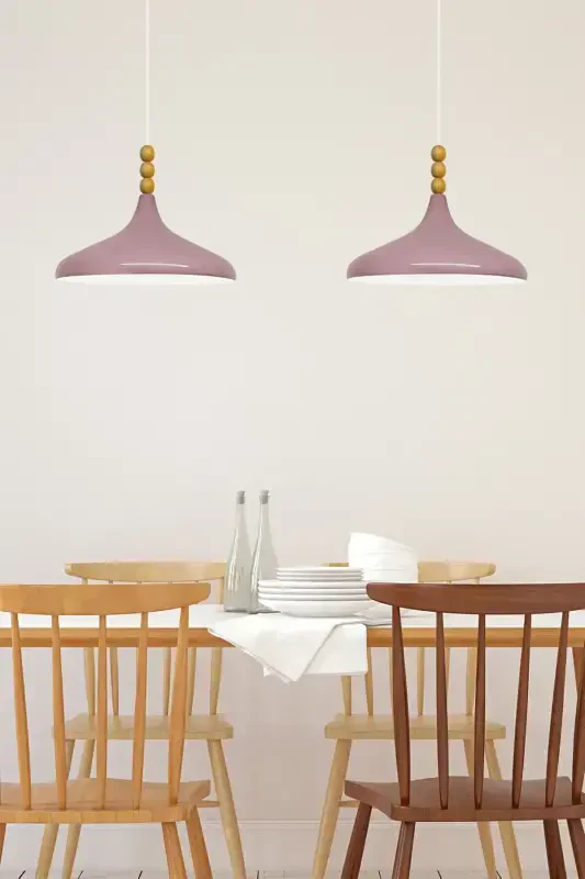 Lila Champion Wooden Beaded Single Chandelier Pendant Living Room Kitchen Boutique Lamp-Purple - 5