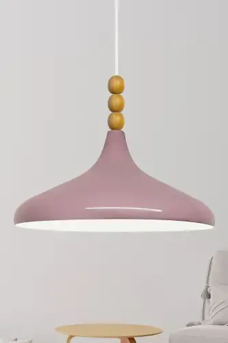 Lila Champion Yog'och Boncukli Yagona Avize Osma Salon Oshxona Butik Chiroq-Lila - 1