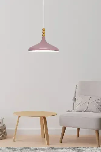 Lila Champion Yog'och Boncukli Yagona Avize Osma Salon Oshxona Butik Chiroq-Lila - 3