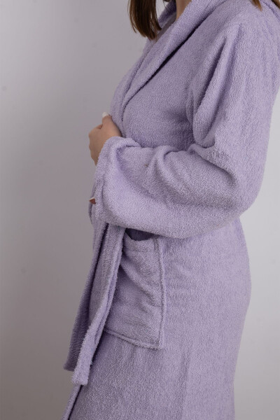 Lila Colored AVS Hooded Bathrobe (S-M-L-XL-2XL-3XL-4XL) Plus Size - 3