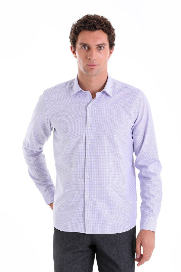 Lila Comfort Fit Striped Cotton Slim Collar Long Ko - 1
