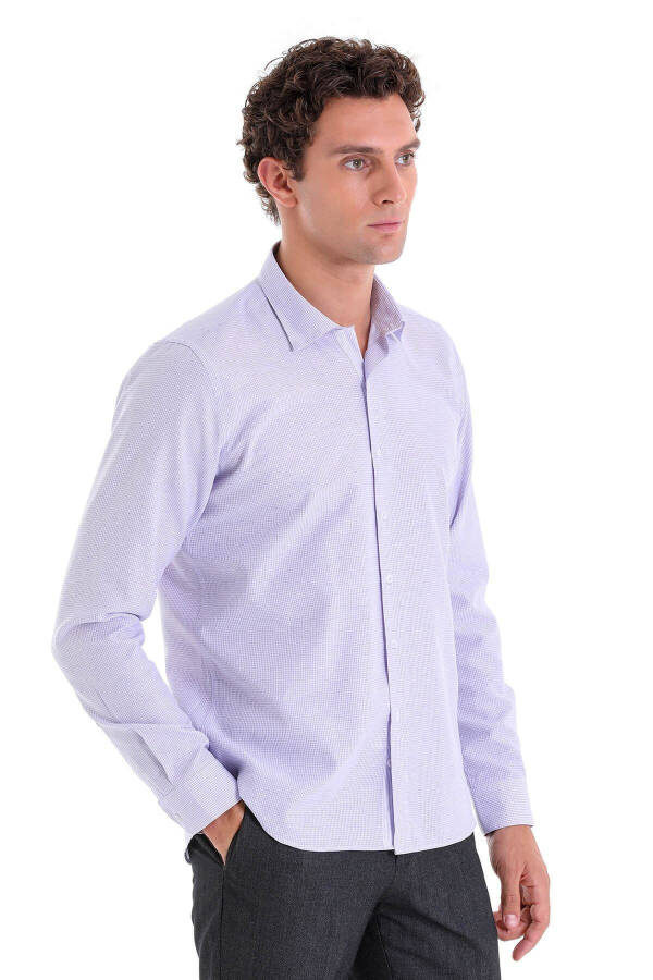 Lila Comfort Fit Striped Cotton Slim Collar Long Ko - 2