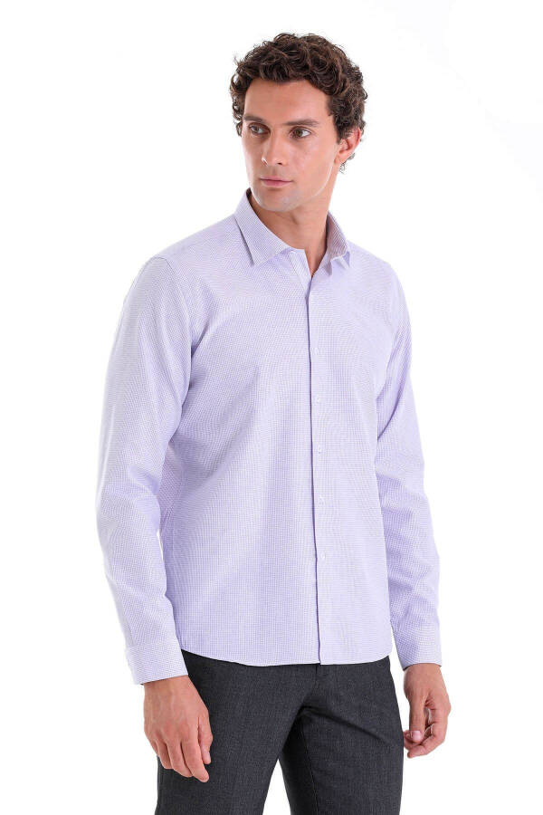 Lila Comfort Fit Striped Cotton Slim Collar Long Ko - 3