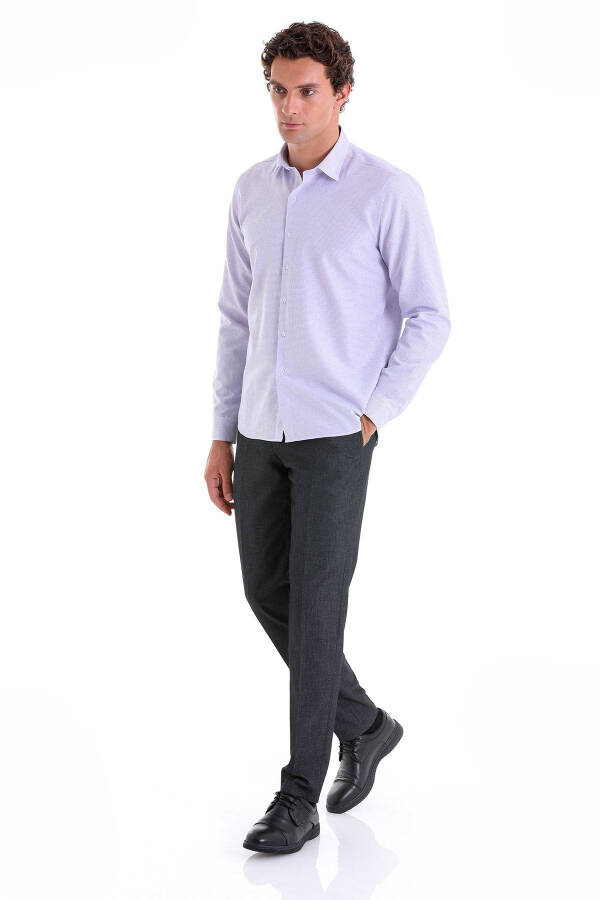Lila Comfort Fit Striped Cotton Slim Collar Long Ko - 4