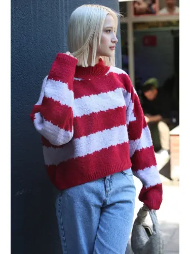 Lila Desenli Oversize Kazak Mg1205-Lila - 1