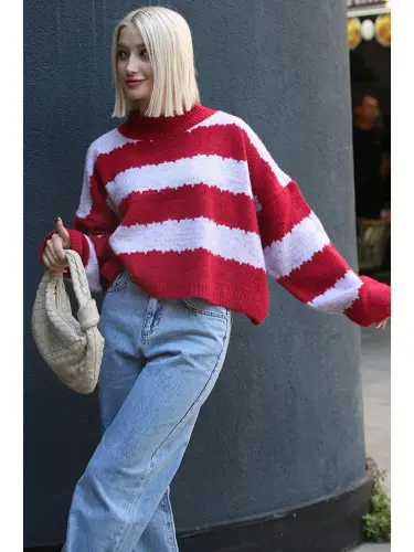Lila Desenli Oversize Kazak Mg1205-Lila - 6