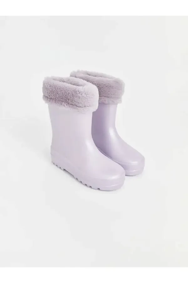 Lila fur detailed girls' boots - 1