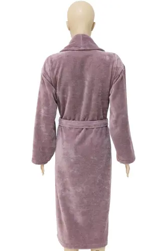 Lila Kadın/Erkek Unısex Şalyaka Bornoz Tek Parça-lila - 4