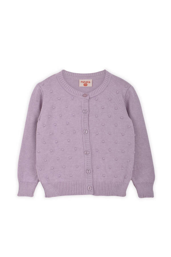 Lila Knit Baby Girl Cardigan with Pompoms - 1