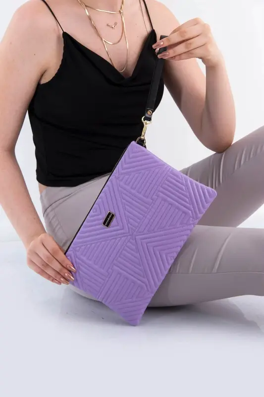 Lila - Lila SP1034 Kadın Portföy & Clutch-154 LİLA - SILVER POLO