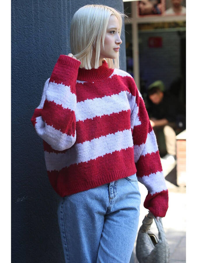 Lila Patterned Oversize Sweater MG1205 - 9