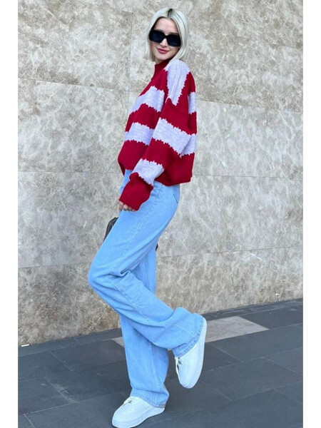 Lila Patterned Oversize Sweater MG1205 - 1