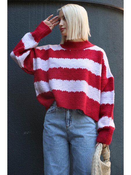 Lila Patterned Oversize Sweater MG1205 - 3