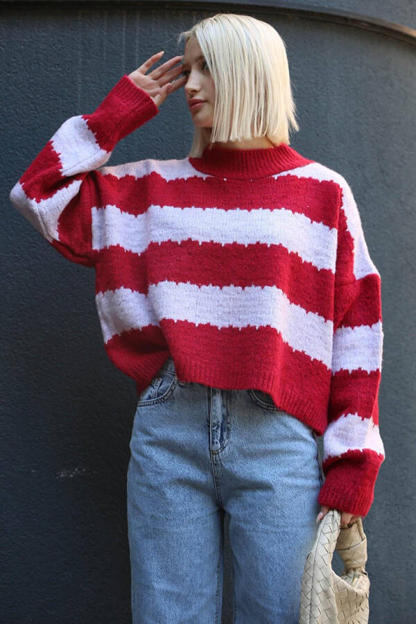 Lila Patterned Oversize Sweater MG1205 - 13