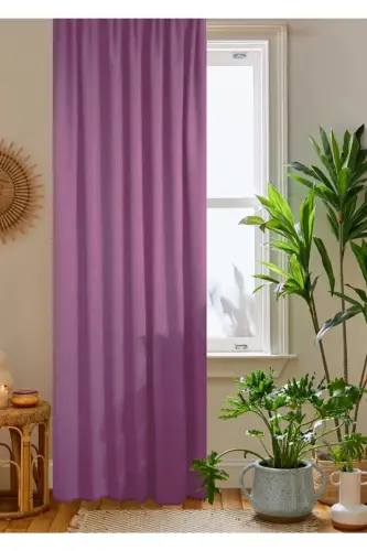Lila Petek Kadife Dokulu Fon Perde 140x260 Düz Dikişli Ekstrafor Büzgü-Lila - HOME COLOR HOME (1)