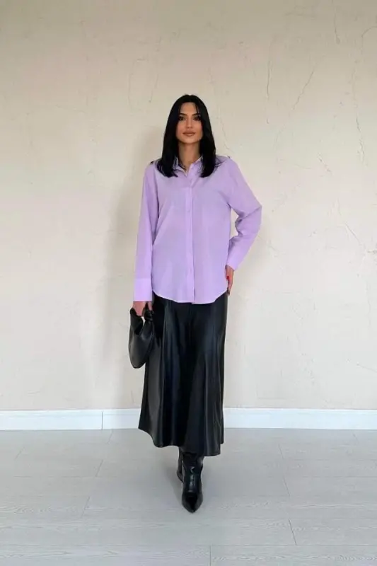 Lila poplin ko'ylak - BÜYÜKBEDENIZ