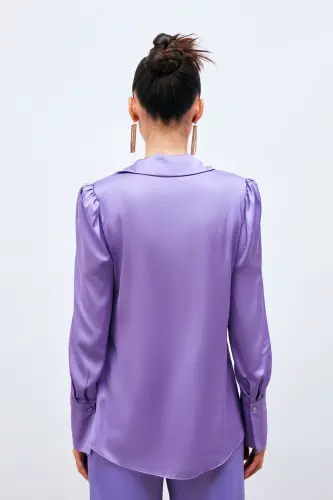 Lila Rangli Atlas Ko'ylak - 5