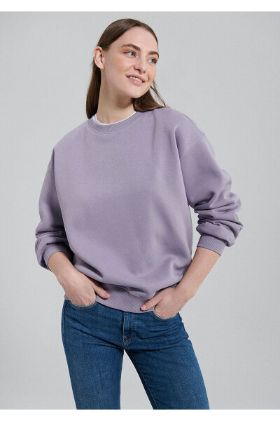 Lila rangli oddiy Crewneck svitshot 1610198-70556 - 15