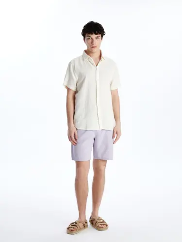 Lilac Short Length Basic Men's Swim Shorts-Lilac - 1