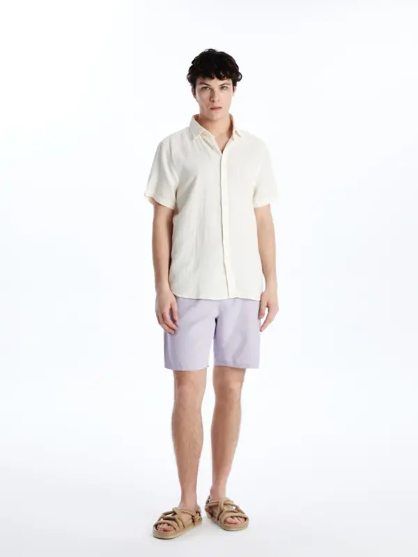 Lilac Short Length Basic Men's Swim Shorts-Lilac - 1