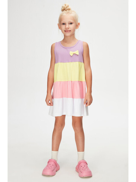 Lilac White Girl Kids Colorful Shirred Strap Dress-Lilac - LC WAIKIKI