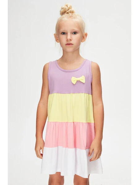 Lilac White Girl Kids Colorful Shirred Strap Dress-Lilac - LC WAIKIKI (1)