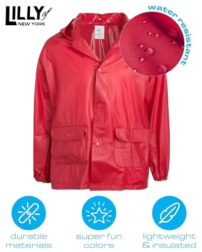 Lilly of New York Boys' Raincoat - Waterproof Rain Jacket - Hooded Slicker Raincoat for Infants, Toddlers, Boys (12M-6) - 2