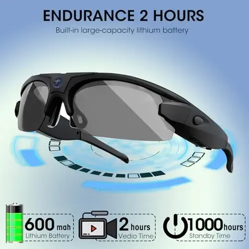 Li&Lu Sport Camera with WiFi, Ochiq sport turlari uchun kamera ko'zoynaklari iOS&Android ni qo'llab-quvvatlaydi (64GB TF karta ichida) - 3