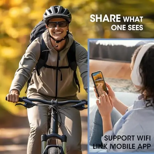 Li&Lu Sport Camera with WiFi, Ochiq sport turlari uchun kamera ko'zoynaklari iOS&Android ni qo'llab-quvvatlaydi (64GB TF karta ichida) - 4