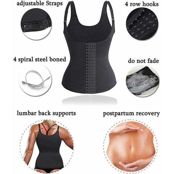 Lilvigor Waist Trainer Corset Vest for Weight Loss Sport Body Shaper Workout Underbust Cincher Steel Boned Tummy Tank - 3