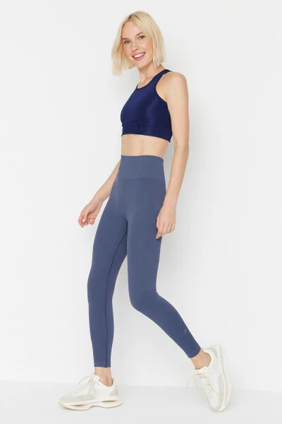Lily - Blue High-Waisted Shaping Tights - JERF (1)