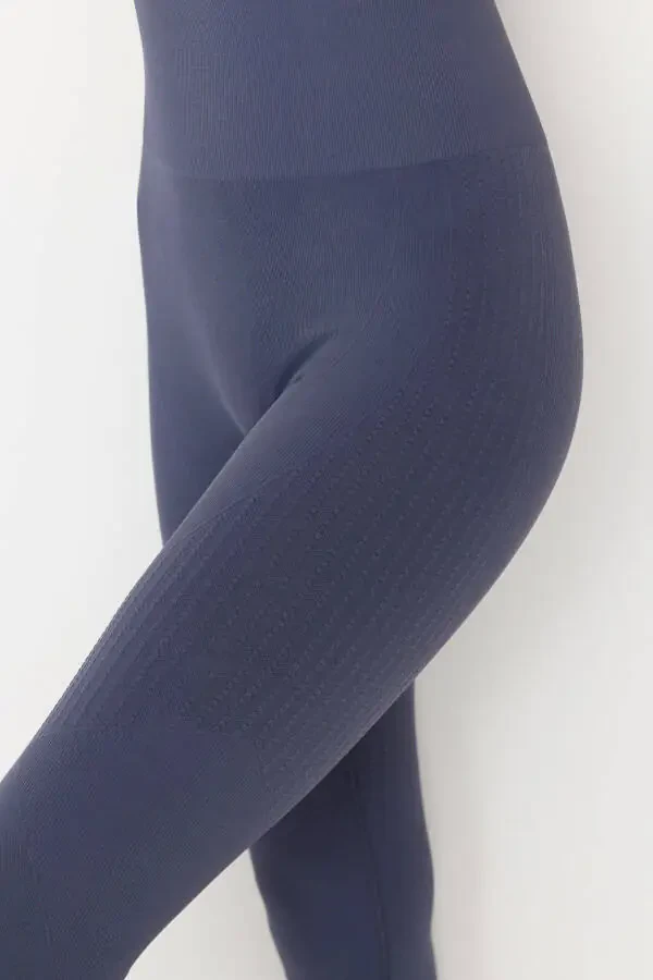Lily - Blue High-Waisted Shaping Tights - 4