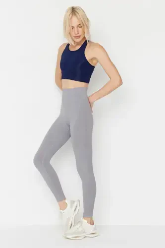 Lily - Grey High Waist Shaping Leggings - Grey - 3