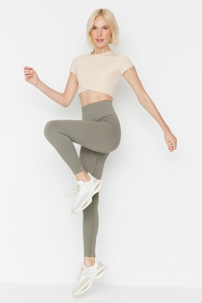 Lily - Khaki High Waisted Shaping Leggings - 13