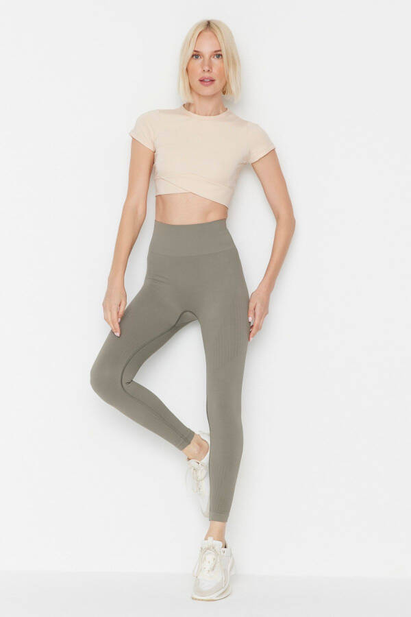 Lily - Khaki High Waisted Shaping Leggings - 6