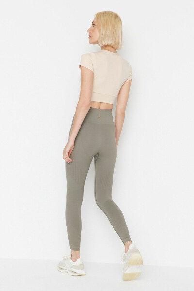 Lily - Khaki High Waisted Shaping Leggings - 5