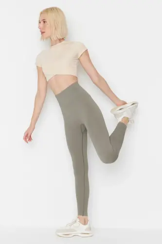 Lily - Khaki High Waisted Shaping Leggings - JERF (1)