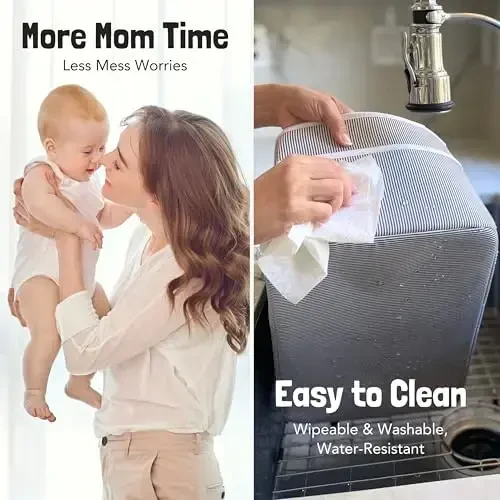 Lily Miles Baby Diaper Caddy - Go'dak uchun tashkilotchi sumkasi - Go'dak dush uchun savat - Bolalar xonasining kerakli narsalari - Ro'yxatga olish sevimlilari - Yangi tug'ilgan chaqaloq Caddie mashinada sayohat qilish - Kulrang/qizg'ish, juda katta - 3