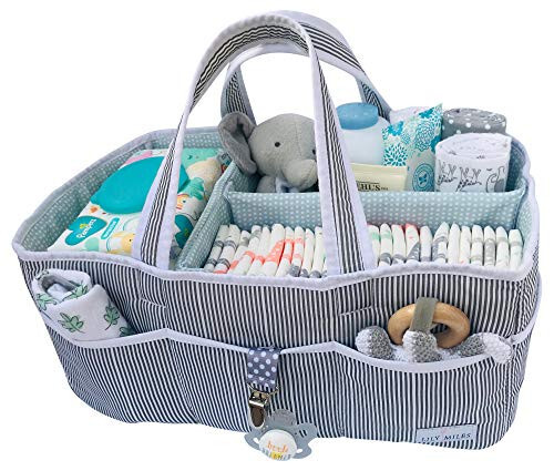 Lily Miles Baby Diaper Caddy - Large Organizer Tote Bag for Baby essentials Boy or Girl - Baby Shower Basket - Nursery Must Haves - Registry Favorites - Newborn Caddie Car Travel - 5