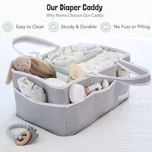 Lily Miles Baby Diaper Caddy - Large Organizer Tote Bag for Baby essentials Boy or Girl - Baby Shower Basket - Nursery Must Haves - Registry Favorites - Newborn Caddie Car Travel - 6