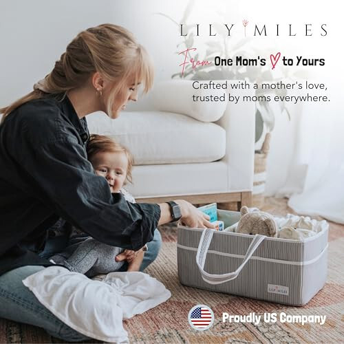 Lily Miles Baby Diaper Caddy - Large Organizer Tote Bag for Baby essentials Boy or Girl - Baby Shower Basket - Nursery Must Haves - Registry Favorites - Newborn Caddie Car Travel - 10