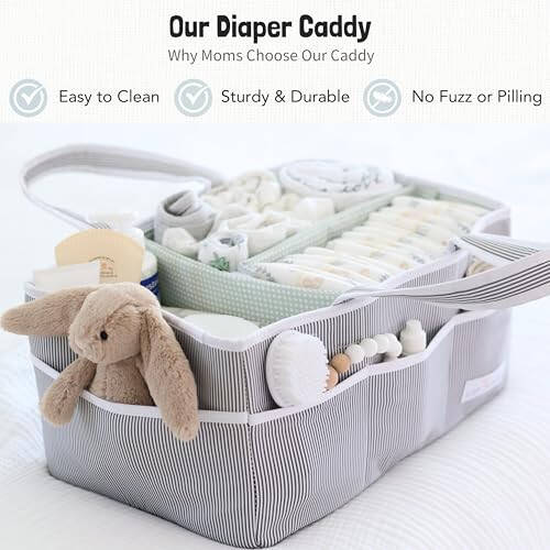 Lily Miles Baby Diaper Caddy - Large Organizer Tote Bag for Baby essentials Boy or Girl - Baby Shower Basket - Nursery Must Haves - Registry Favorites - Newborn Caddie Car Travel - 1