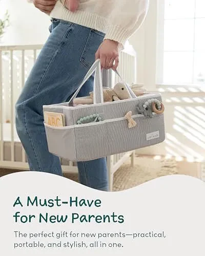 Lily Miles Baby Diaper Caddy - Large Organizer Tote Bag for Baby essentials Boy or Girl - Baby Shower Basket - Nursery Must Haves - Registry Favorites - Newborn Caddie Car Travel - 5