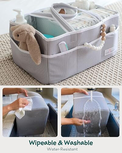 Lily Miles Baby Diaper Caddy - Large Organizer Tote Bag for Baby essentials Boy or Girl - Baby Shower Basket - Nursery Must Haves - Registry Favorites - Newborn Caddie Car Travel - Lily Miles (1)