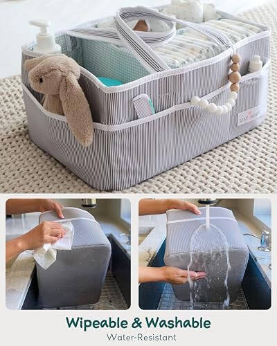 Lily Miles Baby Diaper Caddy - Large Organizer Tote Bag for Baby essentials Boy or Girl - Baby Shower Basket - Nursery Must Haves - Registry Favorites - Newborn Caddie Car Travel - 2