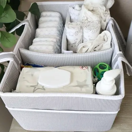 Lily Miles Baby Diaper Caddy - Organizer Tote Bag for Infant Boy or Girl - Baby Shower Basket - Nursery Must Haves - Registry Favorites - Newborn Caddie Car - Gray/Gray, Extra Large - 5