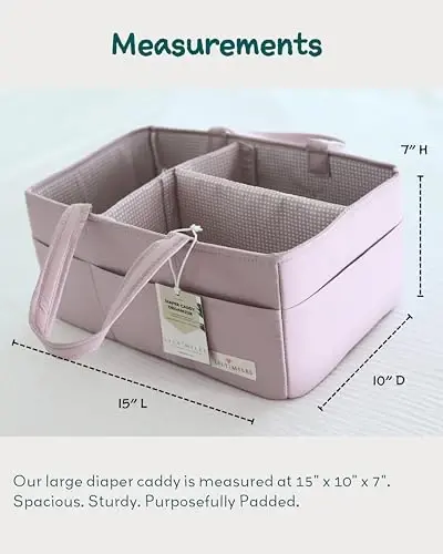 Lily Miles Baby Diaper Caddy Organizer, Wipeable Diaper Organizer Basket with 8 Pockets for Newborn Essentials, Baby Shower Gifts, Nursery Tote Bag for Changing Table or Car (Rosy Lilac, Large) - 5