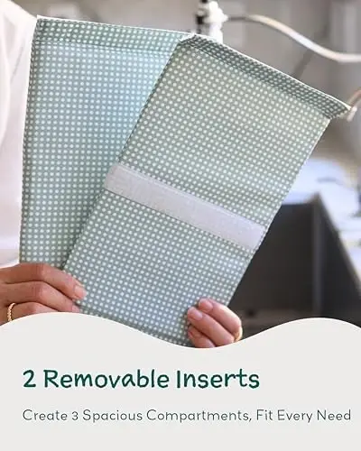 Lily Miles Baby Diaper Caddy Organizer, Wipeable Diaper Organizer Basket with 8 Pockets for Newborn Essentials, Nursery Tote Bag for Changing Table & Car Organization (Willow Green, Large) - 6